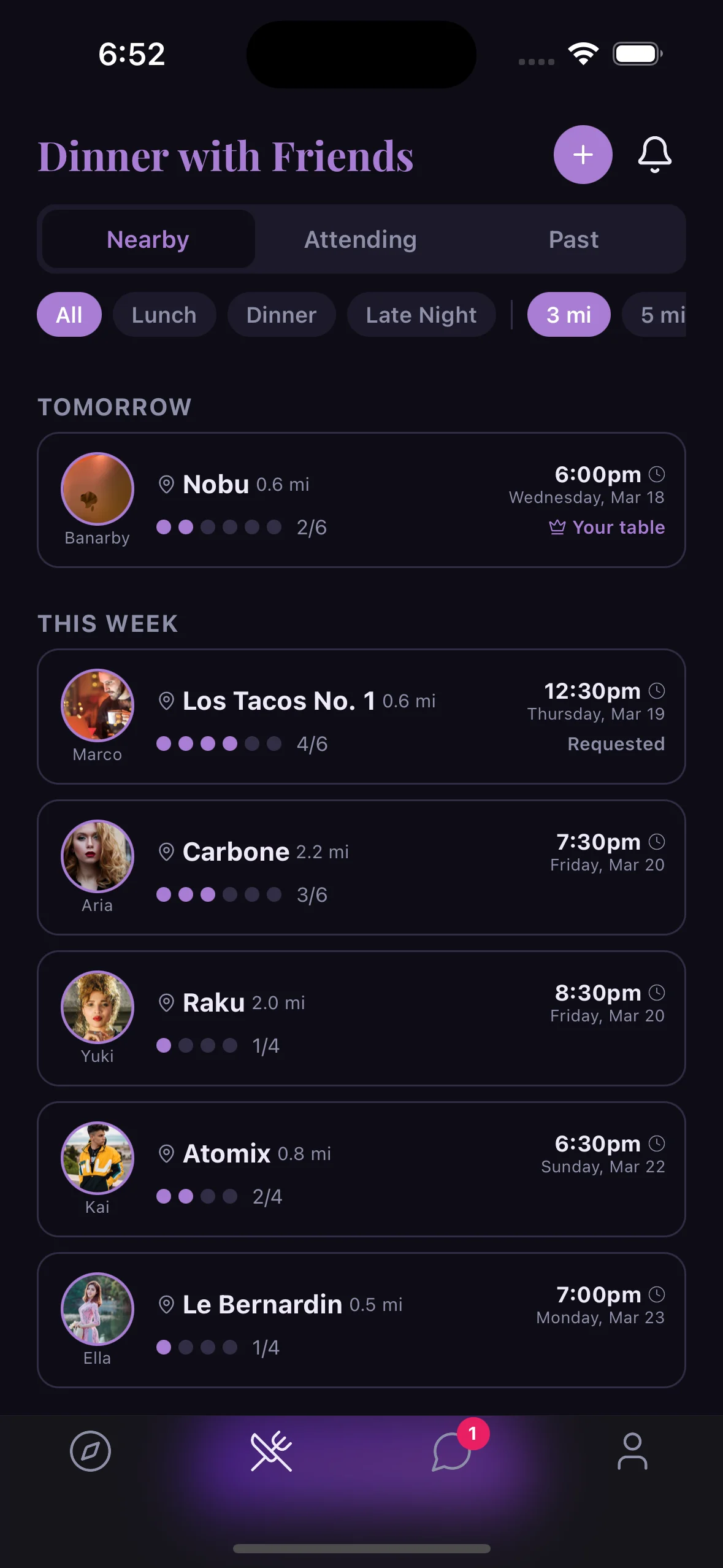 Browse and host dinners with travelers