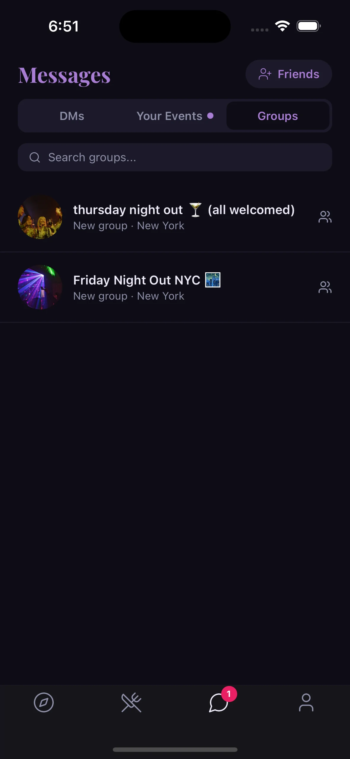 Message your dining groups