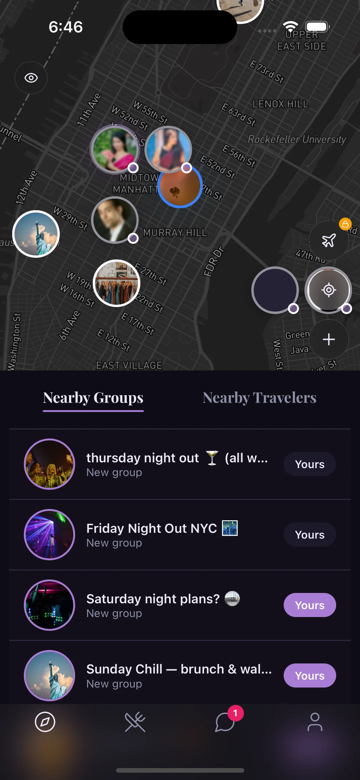 Discover nearby travelers on the map